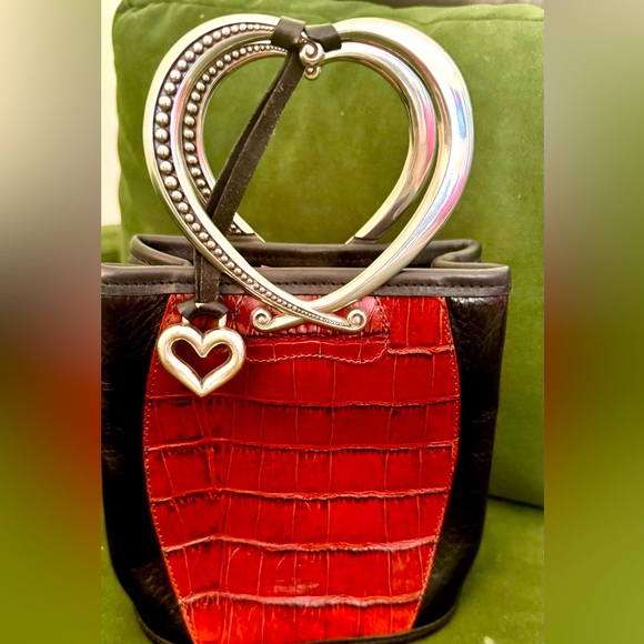 Brighton leather bag with sterling silver heart handles NEW - Picture 1 of 6